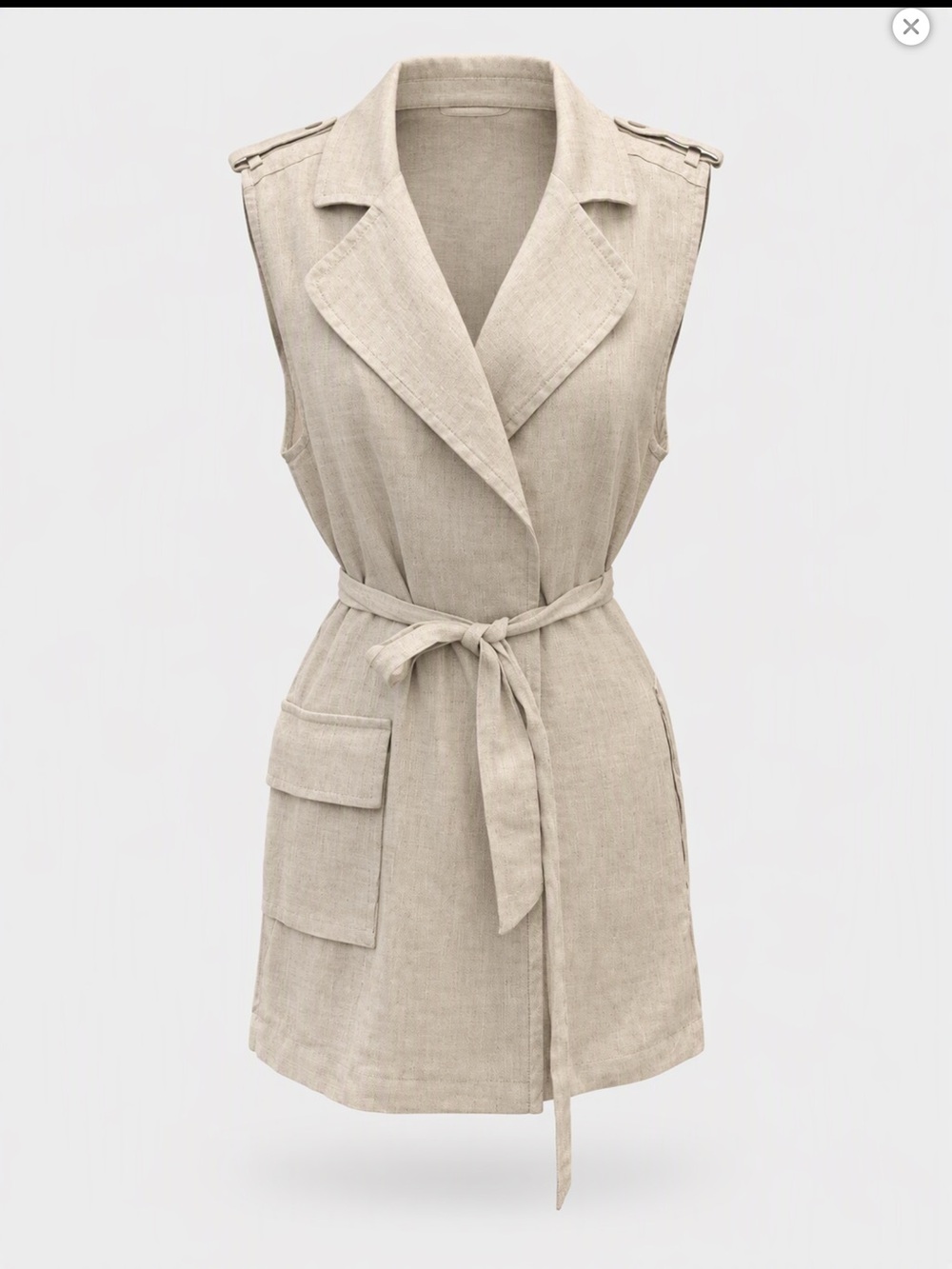 d&b Explorers Collection Belted Sleeveless Linen Trench Vest in Light Natural